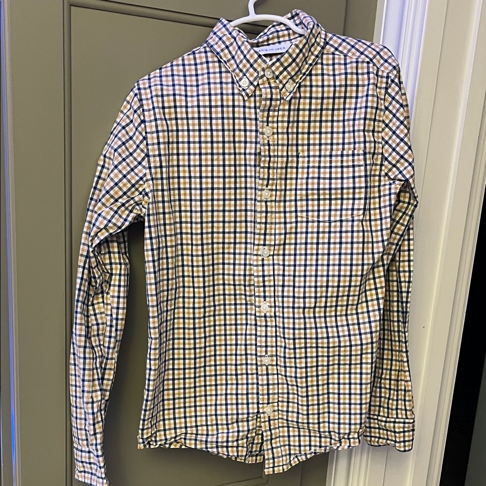 Janie and Jack Blue and Gold Plaid Shirt